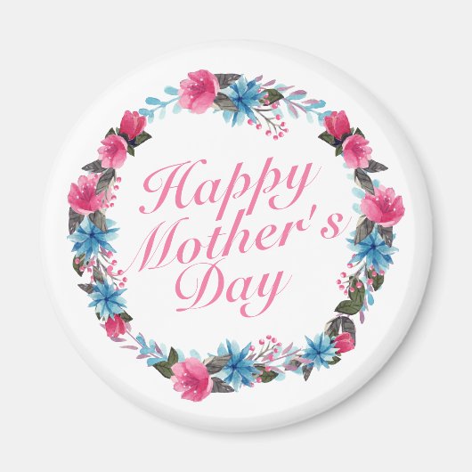 Elegant Happy Moederdag Floral Wreath Magnet (Voorkant)