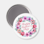 Elegant Happy Moederdag Floral Wreath Magnet (Voorkant / Achterkant)