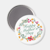 Elegant Happy Moederdag Floral Wreath Magnet (Voorkant / Achterkant)
