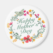 Elegant Happy Moederdag Floral Wreath Magnet (Voorkant)