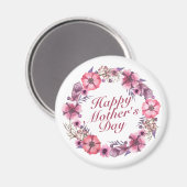 Elegant Happy Moederdag Floral Wreath Magnet (Voorkant / Achterkant)