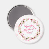 Elegant Happy Moederdag Floral Wreath Magnet (Voorkant / Achterkant)