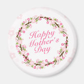 Elegant Happy Moederdag Floral Wreath Magnet (Voorkant)