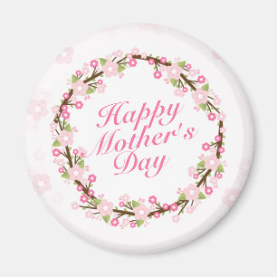 Elegant Happy Moederdag Floral Wreath Magnet