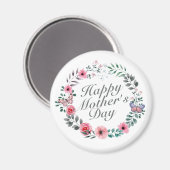 Elegant Happy Moederdag Floral Wreath Magnet (Voorkant / Achterkant)
