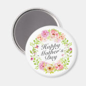 Elegant Happy Moederdag Floral Wreath Magnet (Voorkant / Achterkant)