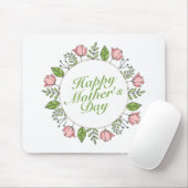 Elegant Happy Moederdag Floral Wreath Mousepad Muismat (Met muis)