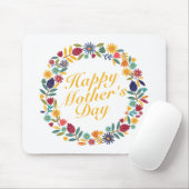 Elegant Happy Moederdag Floral Wreath Mousepad Muismat (Met muis)