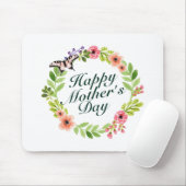 Elegant Happy Moederdag Floral Wreath Mousepad Muismat (Met muis)