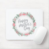 Elegant Happy Moederdag Floral Wreath Mousepad Muismat (Met muis)