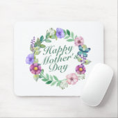 Elegant Happy Moederdag Floral Wreath Mousepad Muismat (Met muis)