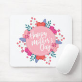 Elegant Happy Moederdag Floral Wreath Mousepad Muismat (Met muis)