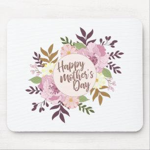 Elegant Happy Moederdag Floral Wreath Mousepad Muismat