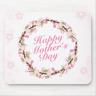 Elegant Happy Moederdag Floral Wreath Mousepad Muismat