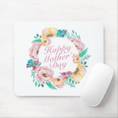 Elegant Happy Moederdag Floral Wreath Mousepad Muismat (Met muis)