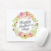 Elegant Happy Moederdag Floral Wreath Mousepad Muismat (Met muis)
