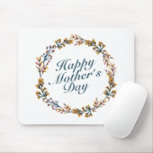 Elegant Happy Moederdag Floral Wreath Mousepad Muismat (Met muis)