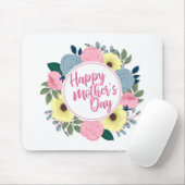 Elegant Happy Moederdag Floral Wreath Mousepad Muismat (Met muis)