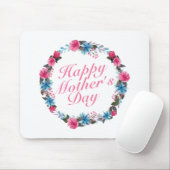 Elegant Happy Moederdag Floral Wreath Mousepad Muismat (Met muis)