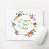 Elegant Happy Moederdag Floral Wreath Mousepad Muismat (Met muis)