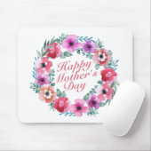 Elegant Happy Moederdag Floral Wreath Mousepad Muismat (Met muis)