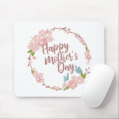 Elegant Happy Moederdag Floral Wreath Mousepad Muismat (Met muis)