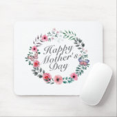 Elegant Happy Moederdag Floral Wreath Mousepad Muismat (Met muis)