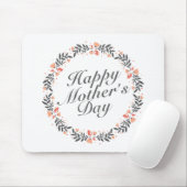 Elegant Happy Moederdag Floral Wreath Mousepad Muismat (Met muis)
