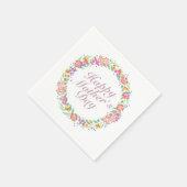 Elegant Happy Moederdag Floral Wreath Napkin Servet (Hoek)