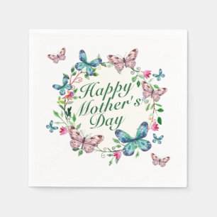 Elegant Happy Moederdag Floral Wreath Napkin Servet