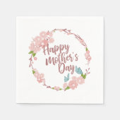 Elegant Happy Moederdag Floral Wreath | Napkin Servet (Voorkant)
