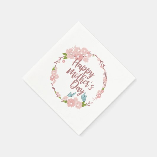 Elegant Happy Moederdag Floral Wreath | Napkin Servet (Hoek)