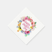 Elegant Happy Moederdag Floral Wreath | Napkin Servet (Hoek)