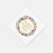 Elegant Happy Moederdag Floral Wreath | Napkin Servet (Hoek)