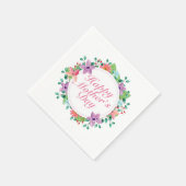 Elegant Happy Moederdag Floral Wreath | Napkin Servet (Hoek)