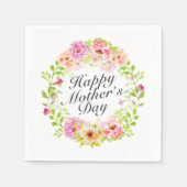 Elegant Happy Moederdag Floral Wreath Napkin Servetten (Voorkant)