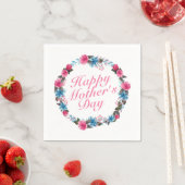 Elegant Happy Moederdag Floral Wreath Napkin Servetten (Insitu)
