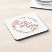 Elegant Happy Moederdag Floral Wreath | ONDERZETTE Bier Onderzetter (Linkerzijde)