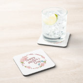 Elegant Happy Moederdag Floral Wreath | ONDERZETTE Bier Onderzetter (Rechterzijde)