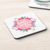 Elegant Happy Moederdag Floral Wreath | ONDERZETTE Bier Onderzetter (Linkerzijde)