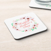 Elegant Happy Moederdag Floral Wreath | ONDERZETTE Bier Onderzetter (Linkerzijde)