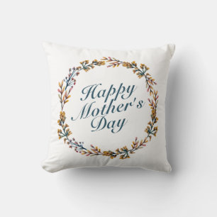 Elegant Happy Moederdag Floral Wreath   Proefproje Kussen