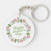 Elegant Happy Moederdag Floral Wreath Sleutelhange Sleutelhanger (Achterkant)