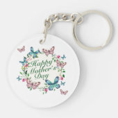 Elegant Happy Moederdag Floral Wreath Sleutelhange Sleutelhanger (Achterkant)