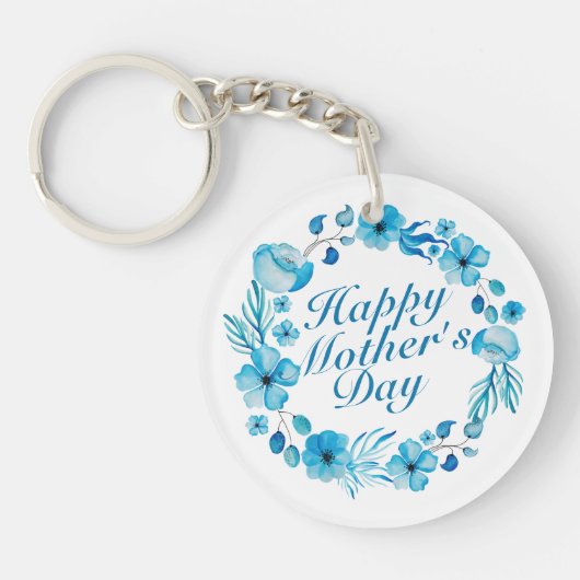 Elegant Happy Moederdag Floral Wreath Sleutelhange Sleutelhanger (Voorkant)