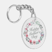 Elegant Happy Moederdag Floral Wreath Sleutelhange Sleutelhanger (Voorkant Links)