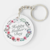 Elegant Happy Moederdag Floral Wreath Sleutelhange Sleutelhanger (Achterkant)
