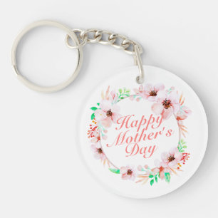 Elegant Happy Moederdag Floral Wreath Sleutelhange Sleutelhanger