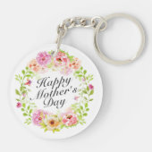 Elegant Happy Moederdag Floral Wreath Sleutelhange Sleutelhanger (Achterkant)