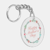 Elegant Happy Moederdag Floral Wreath Sleutelhange Sleutelhanger (Voorkant Links)